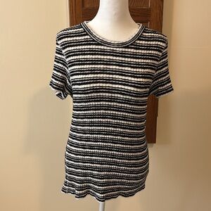 Everlane Women's Black and White Striped Sweater with short sleeves - size Large